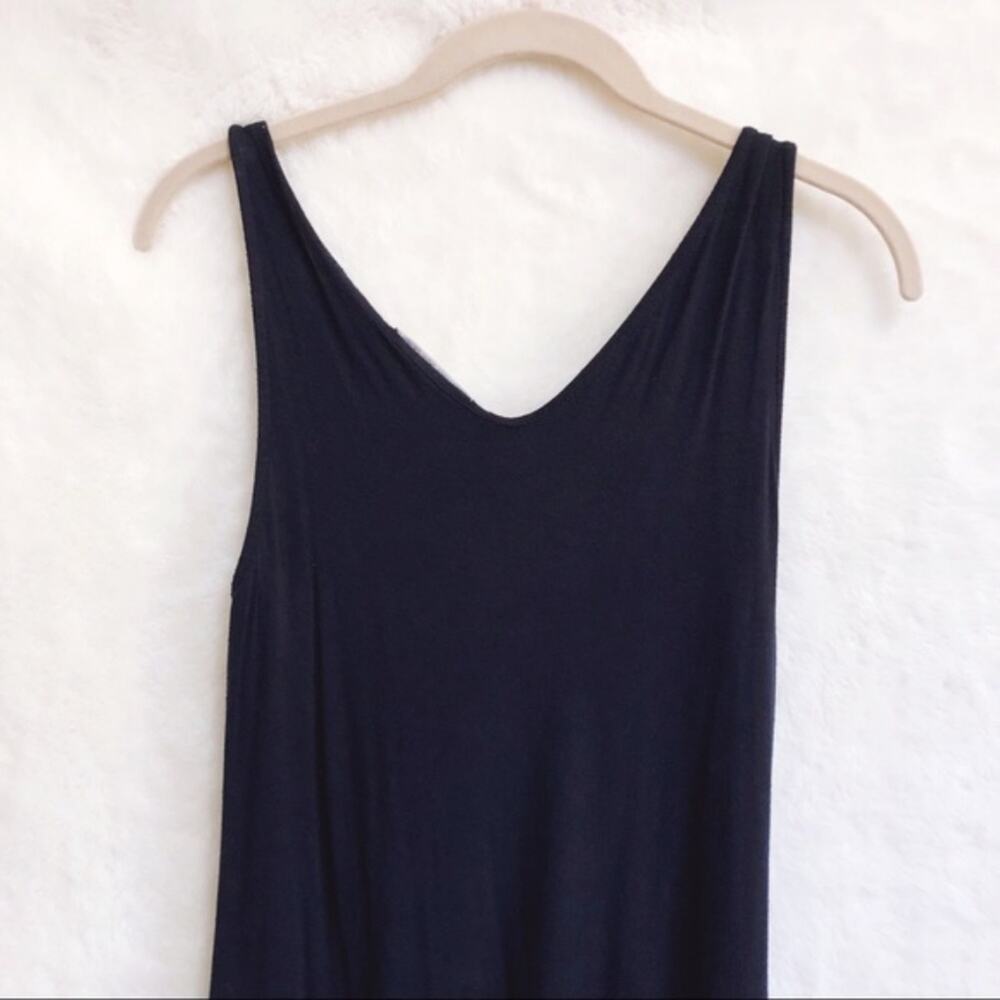 Banana Republic Navy Midi Tied V-Neck Dress - Picture 2 of 13